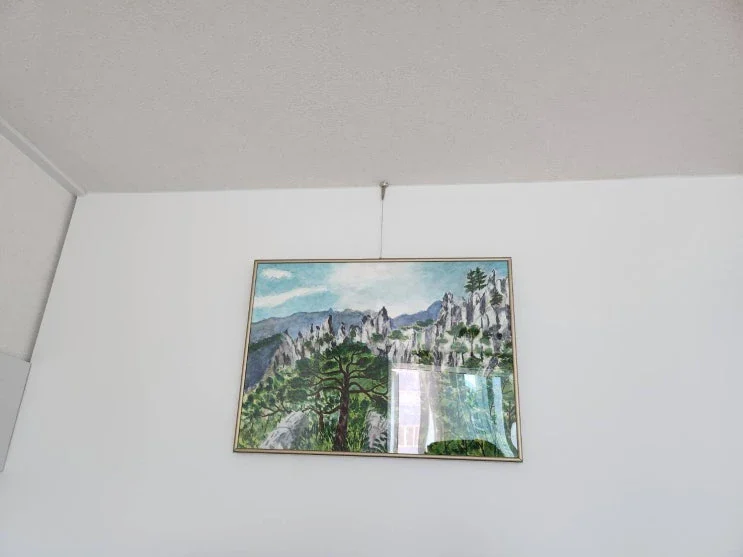 고정형 와이어로 무몰딩 가벽에 건 두 번째 그림